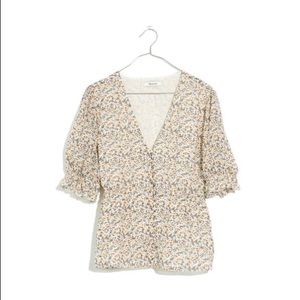NWT Madewell Silk floral peplum top